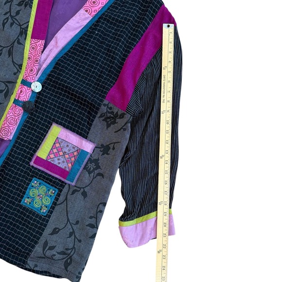 Faith by Celia Forrester Patchwork Kimono Jacket Abstract Print Women's - Picture 10 of 13